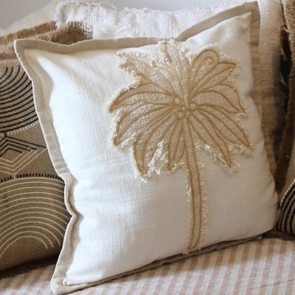 White Palm Trees Lumbar Pillow Cover