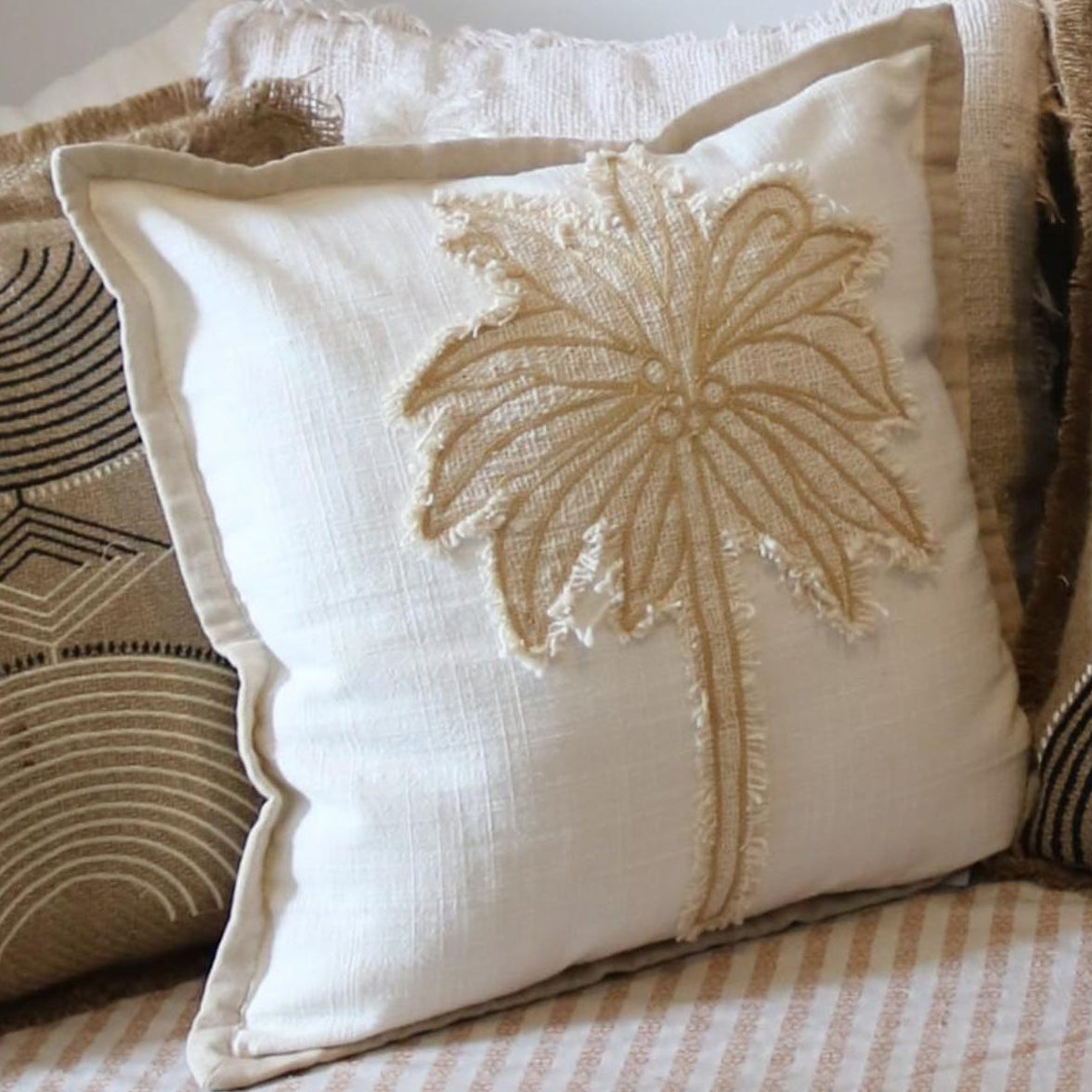 White Palm Trees Lumbar Pillow Cover