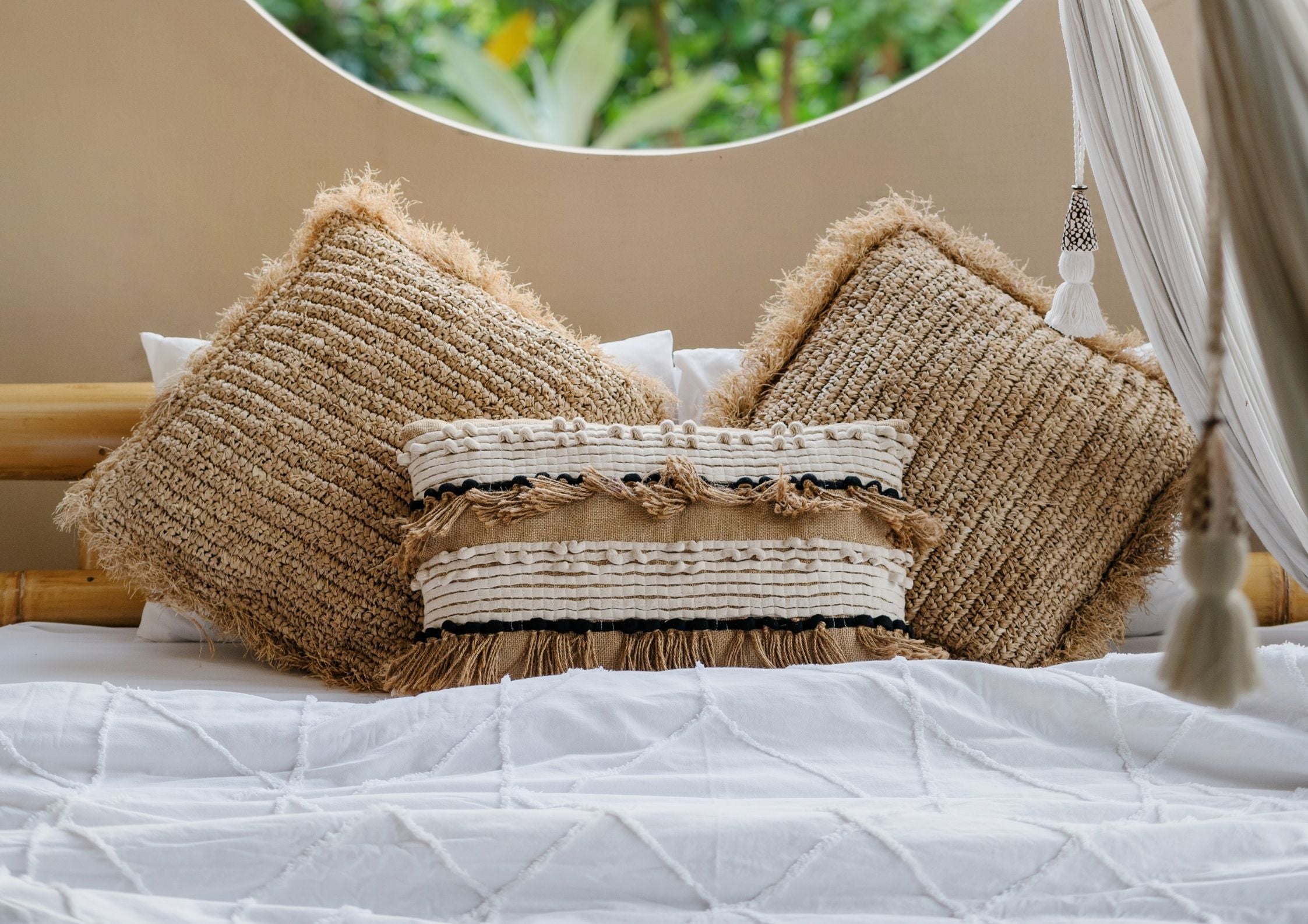 Raffia Burlap Natural Pillowcase