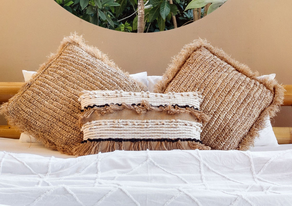 Raffia Burlap Natural Pillowcase