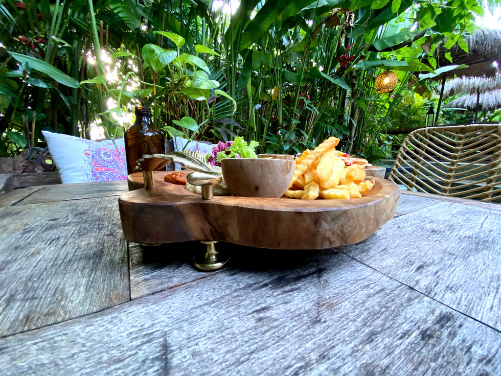 Cheese Board with Brass Handles and Legs