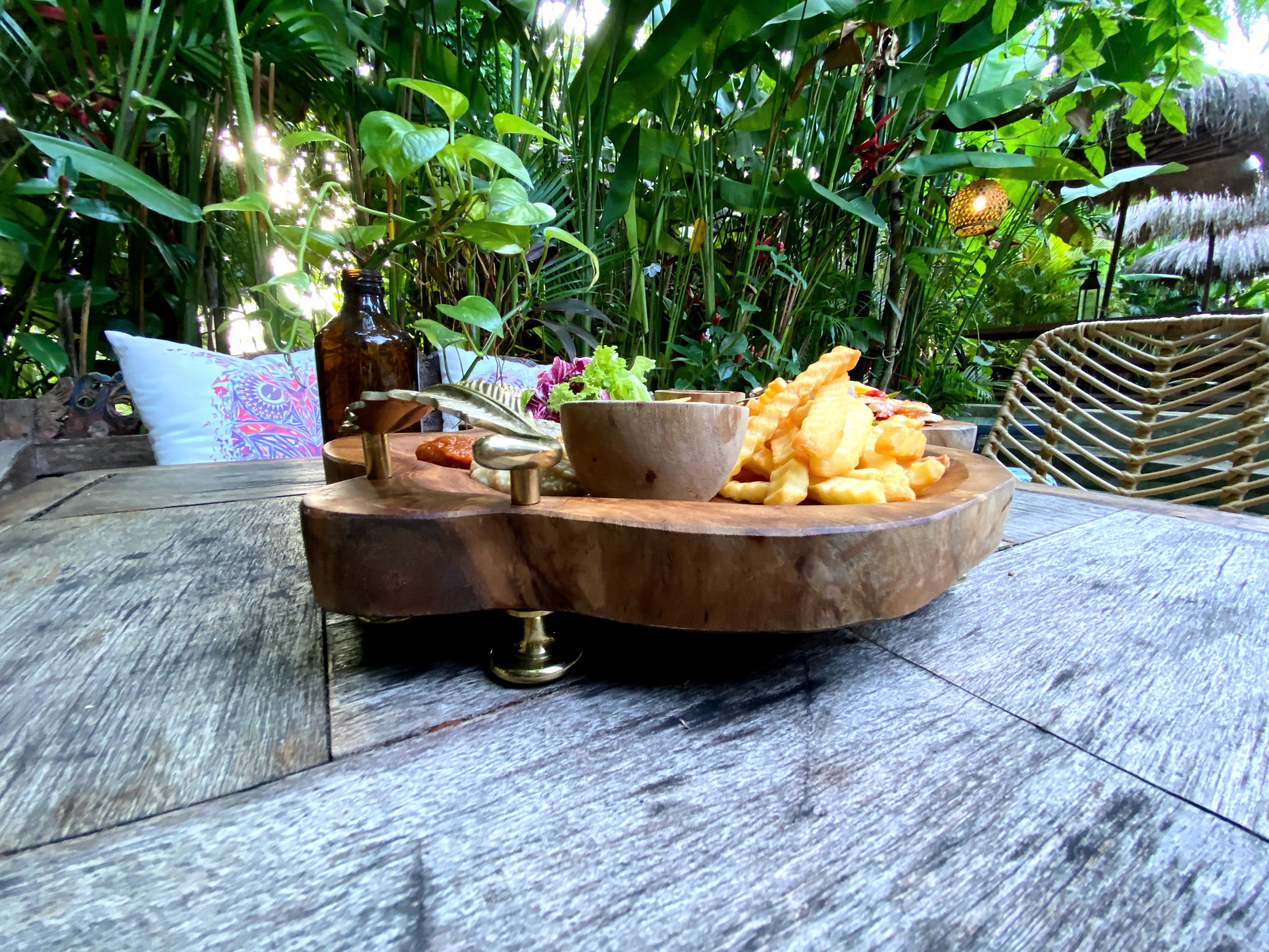 Cheese Board with Brass Handles and Legs