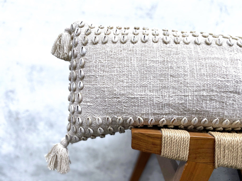 Virgin Island Extra Long Lumbar Pillow Case With Shells and Tassels