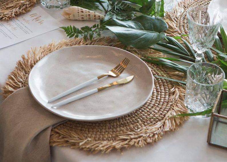 Wholesale Raffia Natural Placemats Fringes 100 Pieces