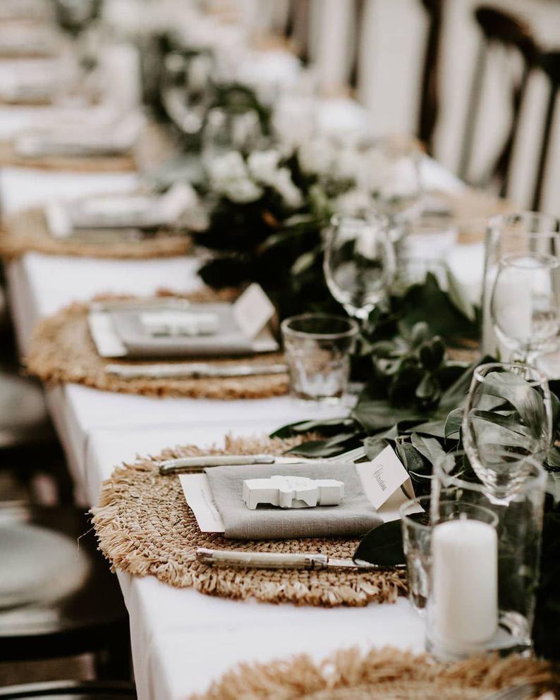 Wholesale Raffia Natural Placemats Fringes 100 Pieces