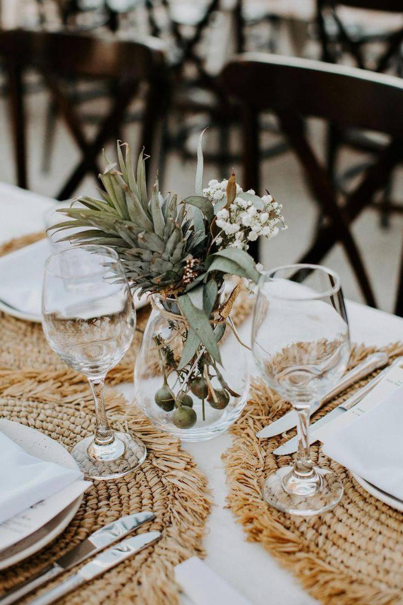 Wholesale Raffia Natural Placemats Fringes 100 Pieces