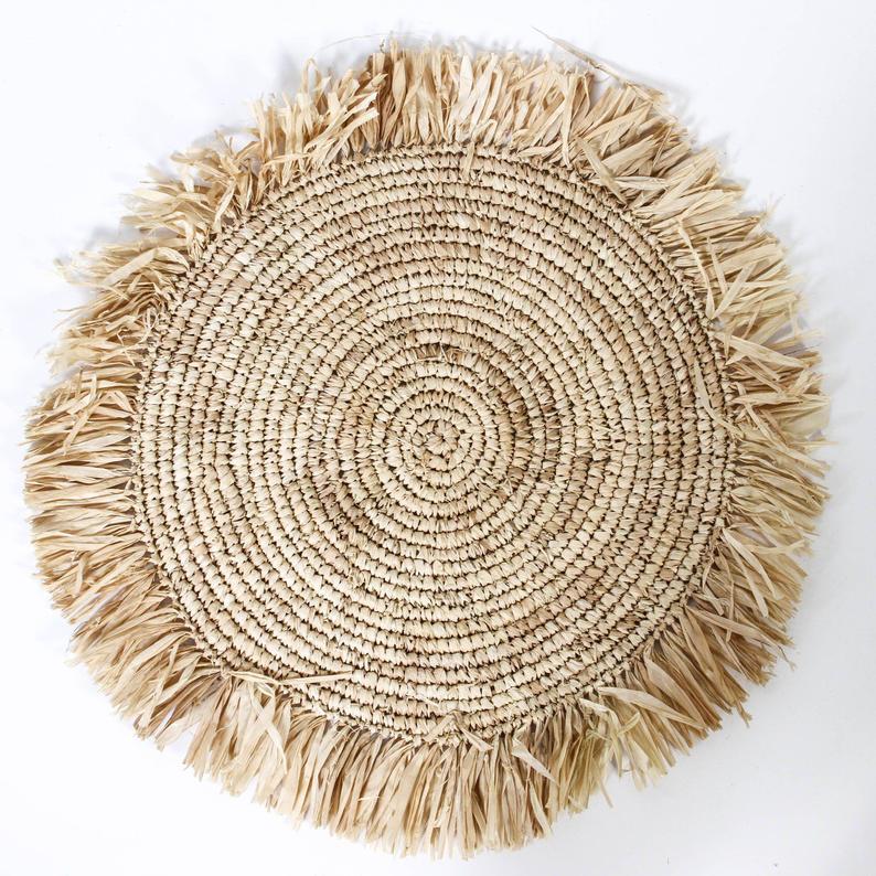 Wholesale Raffia Natural Placemats Fringes 100 Pieces