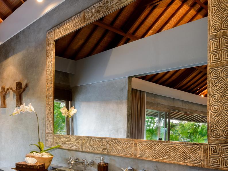Modern Rustic Hand Carved Wooden Wall Mirror Bohemian Decor
