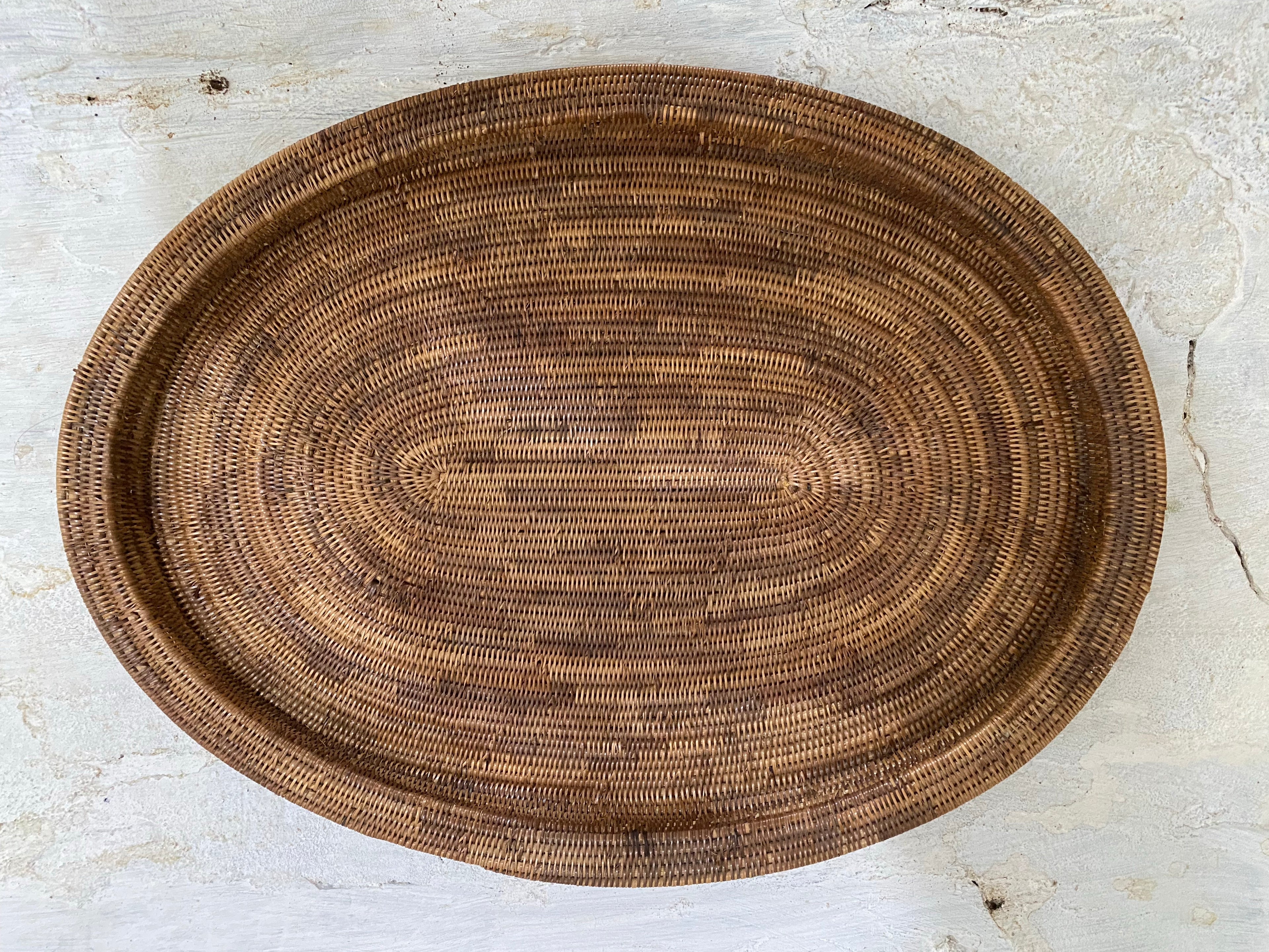 Irvine Large Woven Basket Decorative Tray Platter