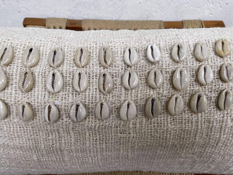 Virgin Island Extra Long Lumbar Pillow Case With Shells and Tassels