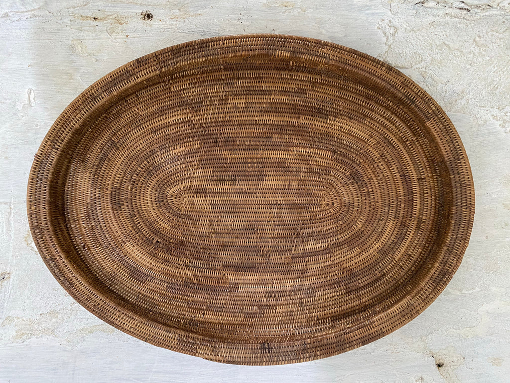 Irvine Large Woven Basket Decorative Tray Platter